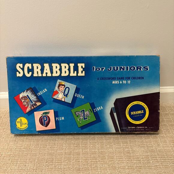 1958 Vintage Scrabble for Juniors board game Selchow & Righter Co‎ - Picture 1 of 7